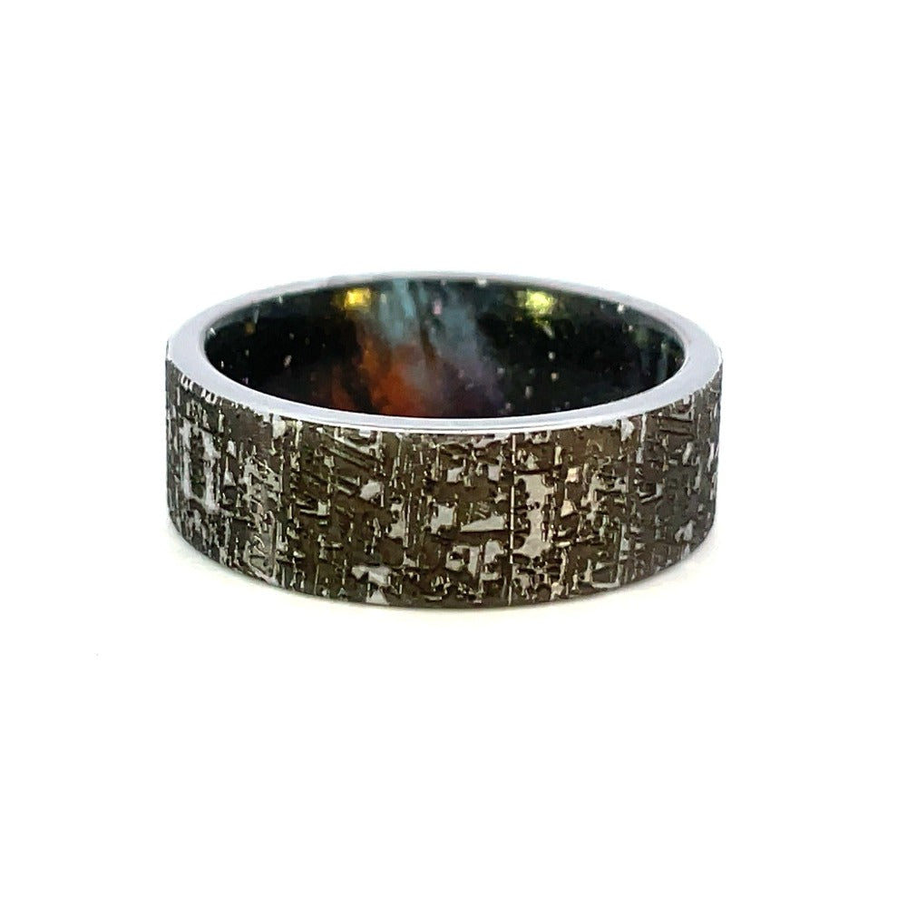 Men's 8mm Tungsten Galaxy Pattern Band with Cerakote Sleeve