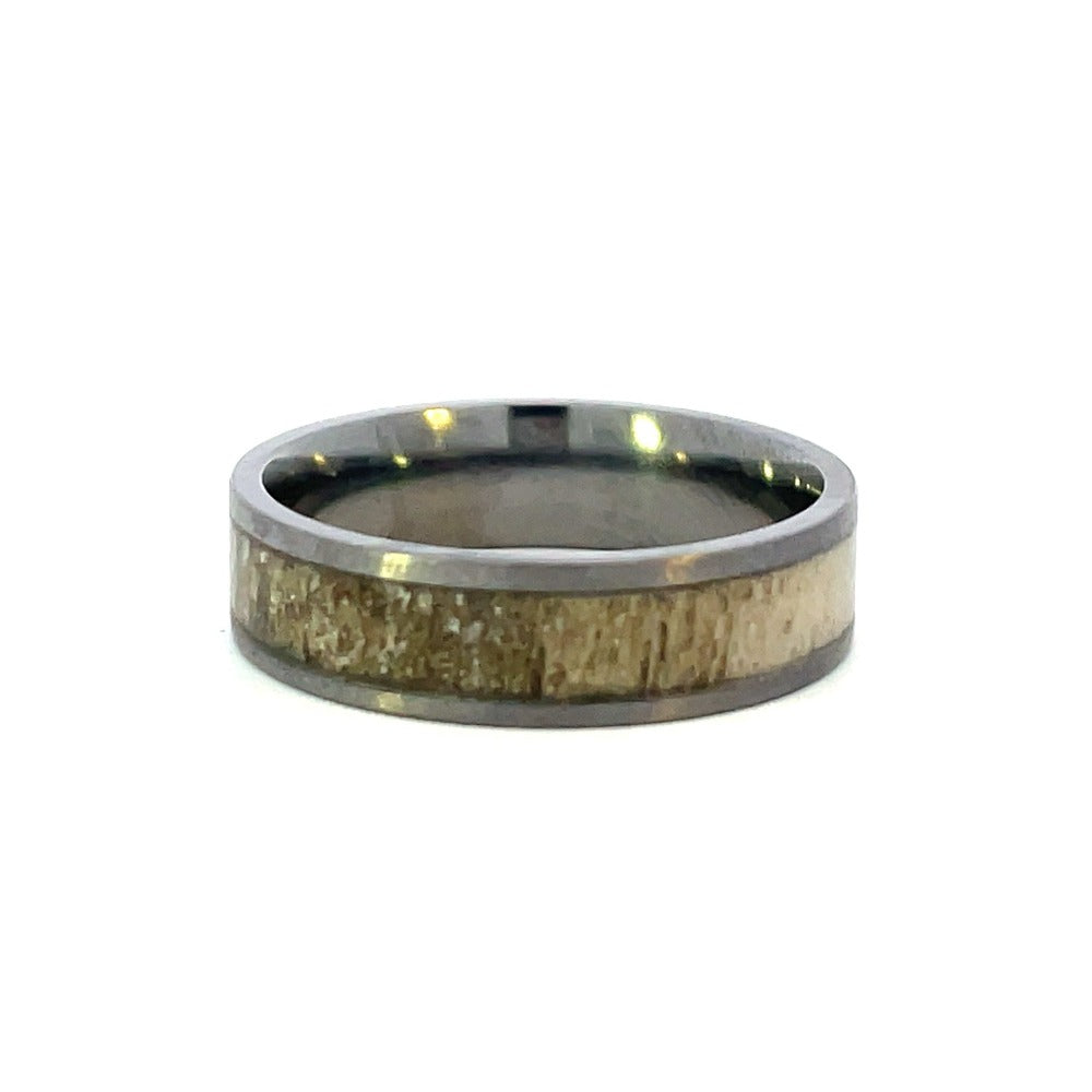 Men's 6mm Tantalum Band with Antler Inlay side 2