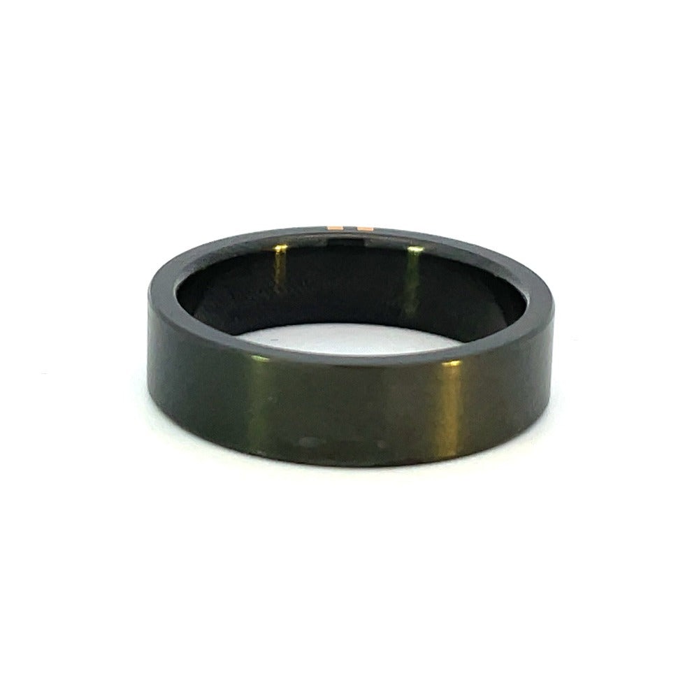 Men's 6mm Black Zirconium Band with Perpendicular Yellow Gold Inlay side 2