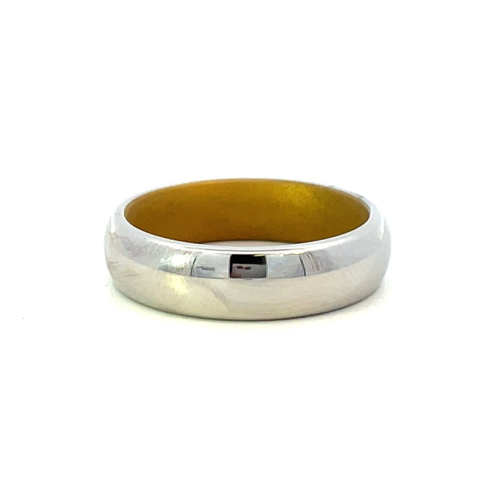 Men's 6mm Cobalt Chrome Domed Band with Yellow Gold Cerakote Sleeve