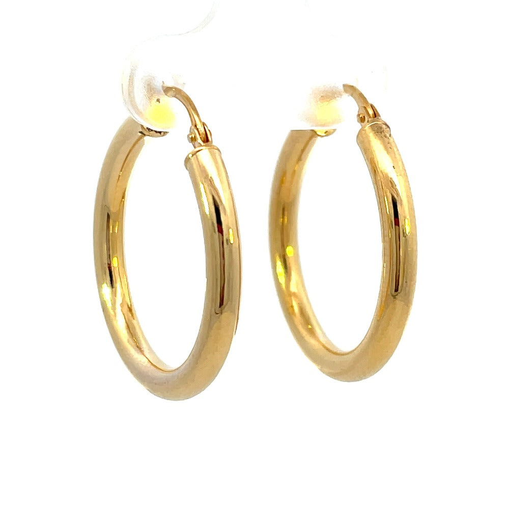 14K Gold 20mm Round Hoop Earrings