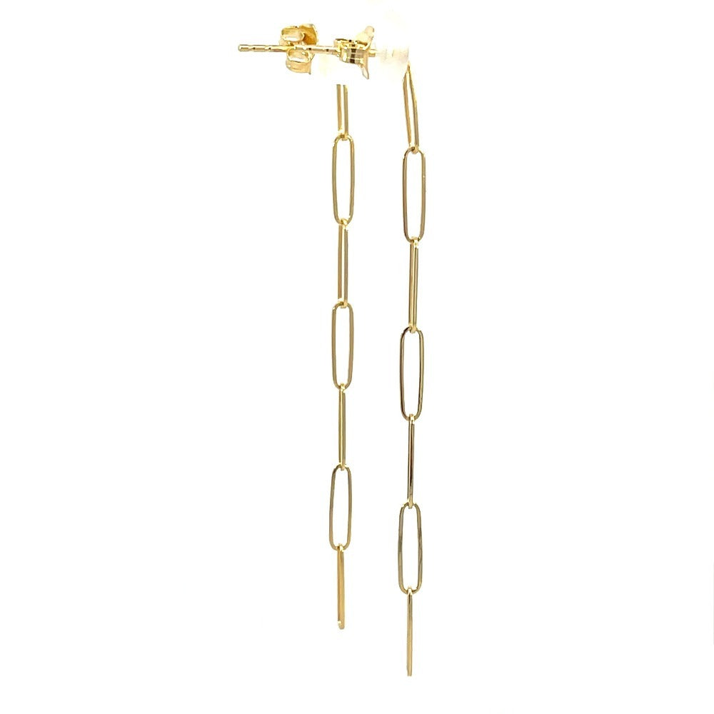 14K Gold Paperclip Dangle Earrings