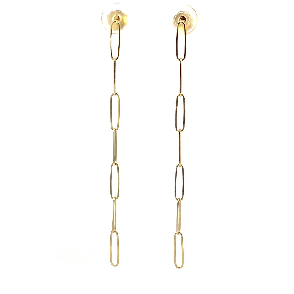 14K Gold Paperclip Dangle Earrings