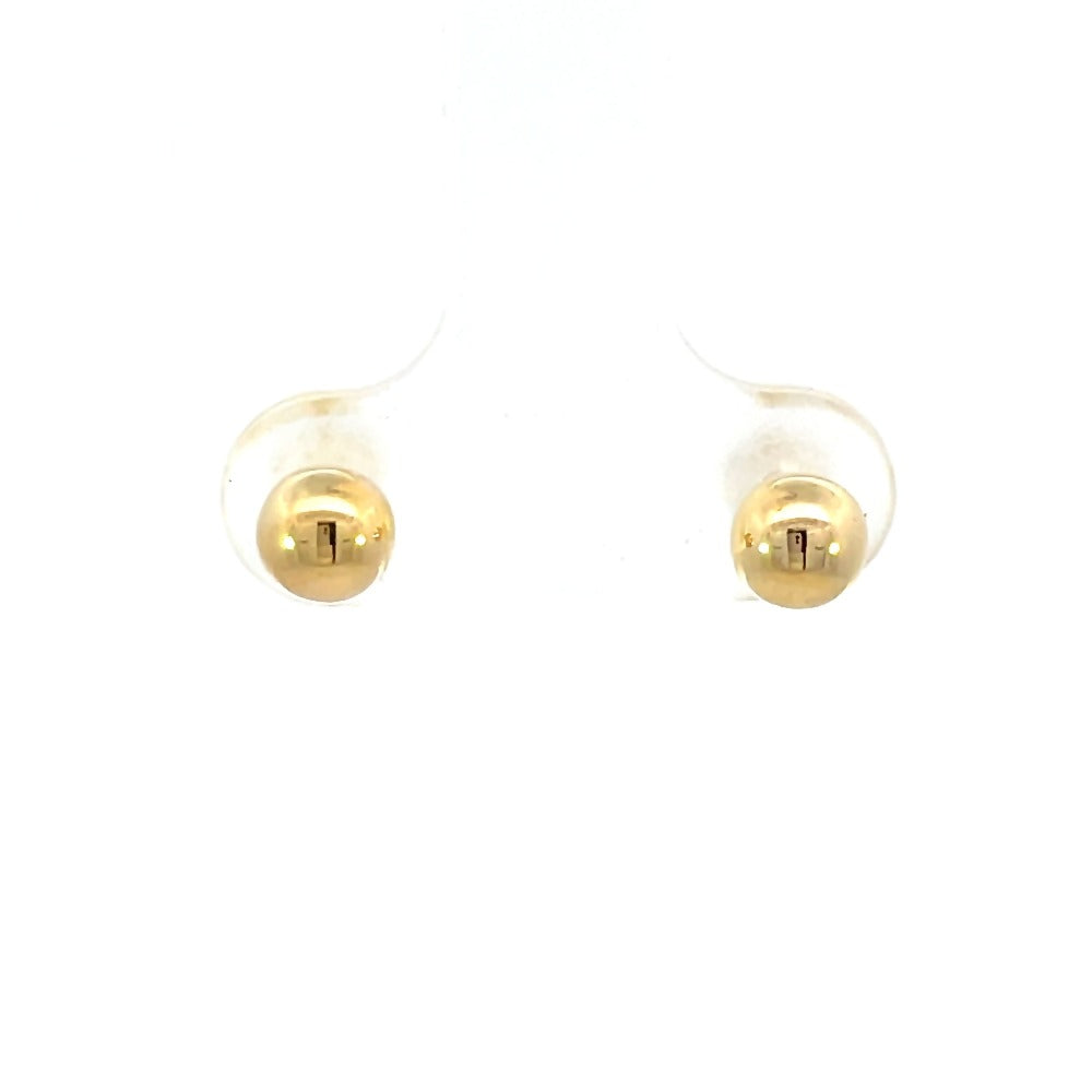 front view of 5mm gold ball earrings