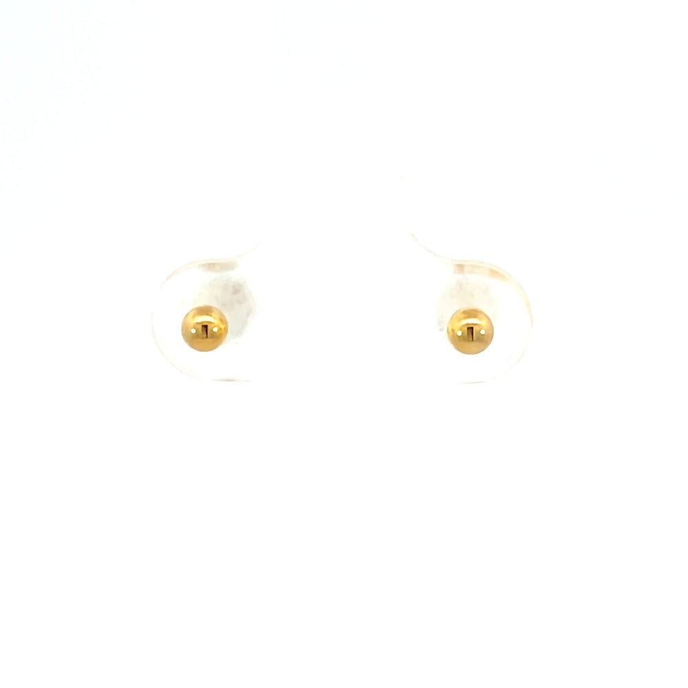 front view of 3mm gold ball earrings.