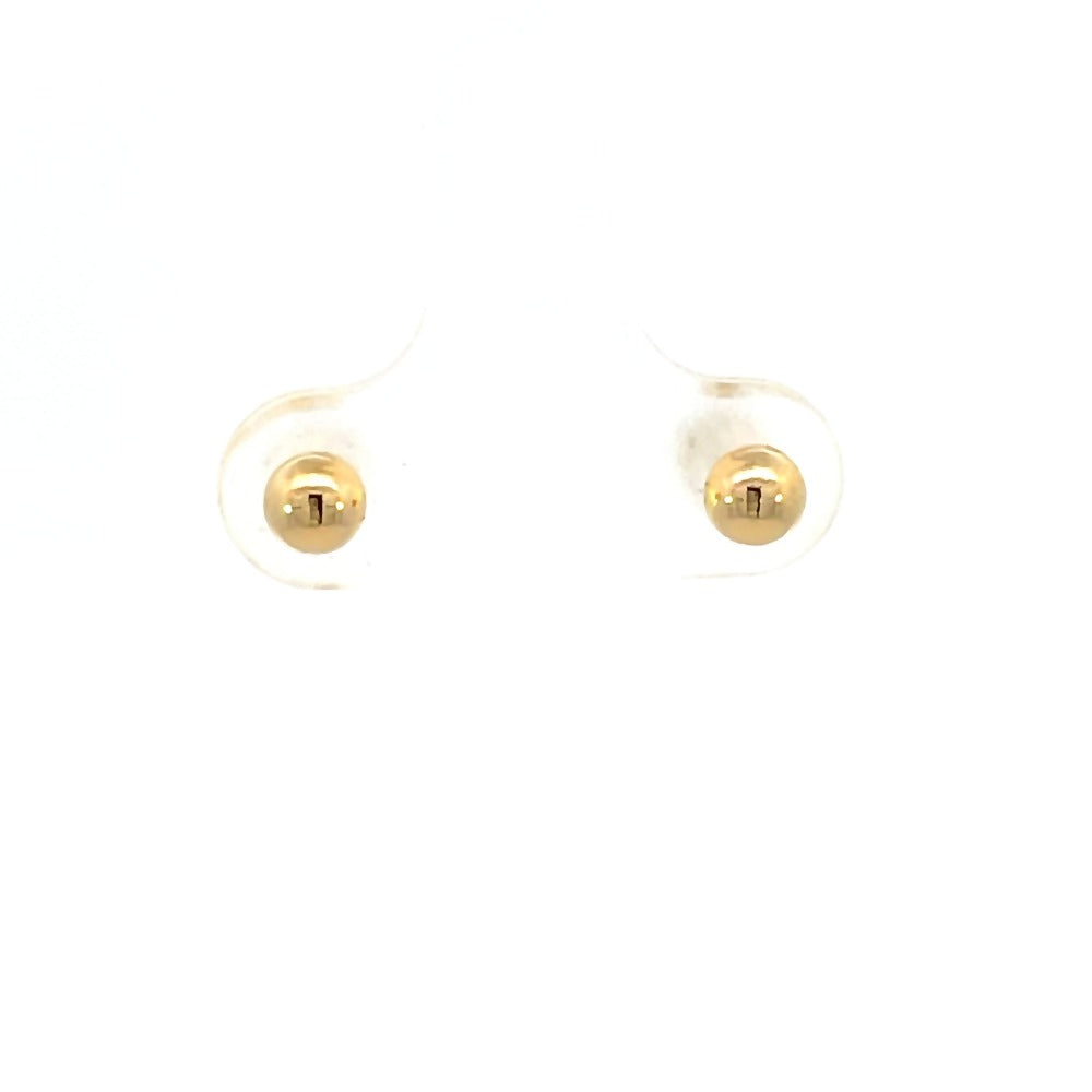 front view of 4mm gold ball earrings