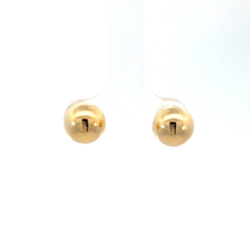 front view of 8mm gold ball earrings.