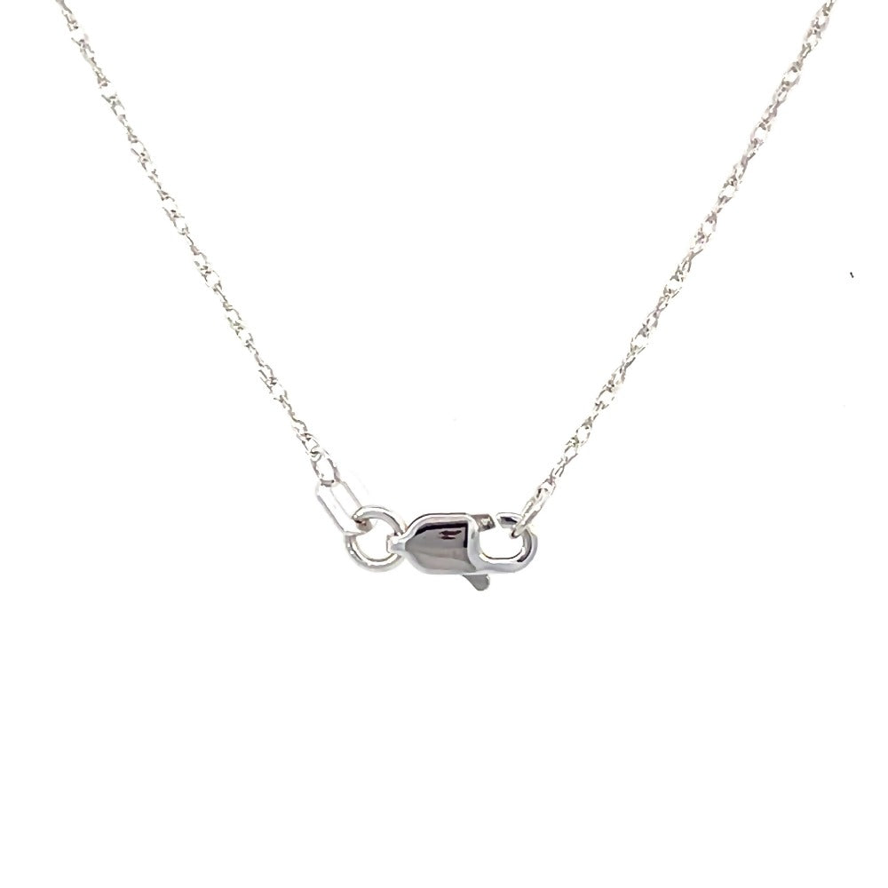 detail view of clasp on 14k white gold pendant rope chain