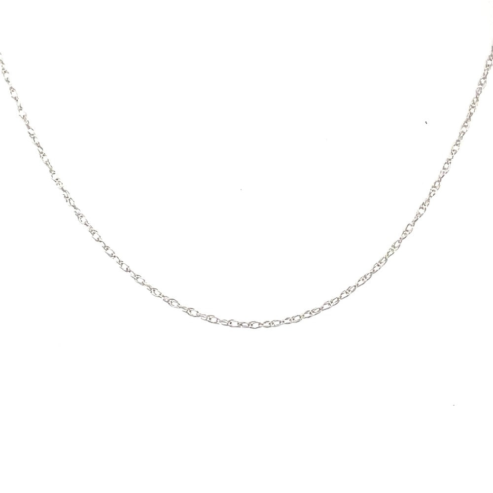 detail view of 14k white gold pendant rope chain