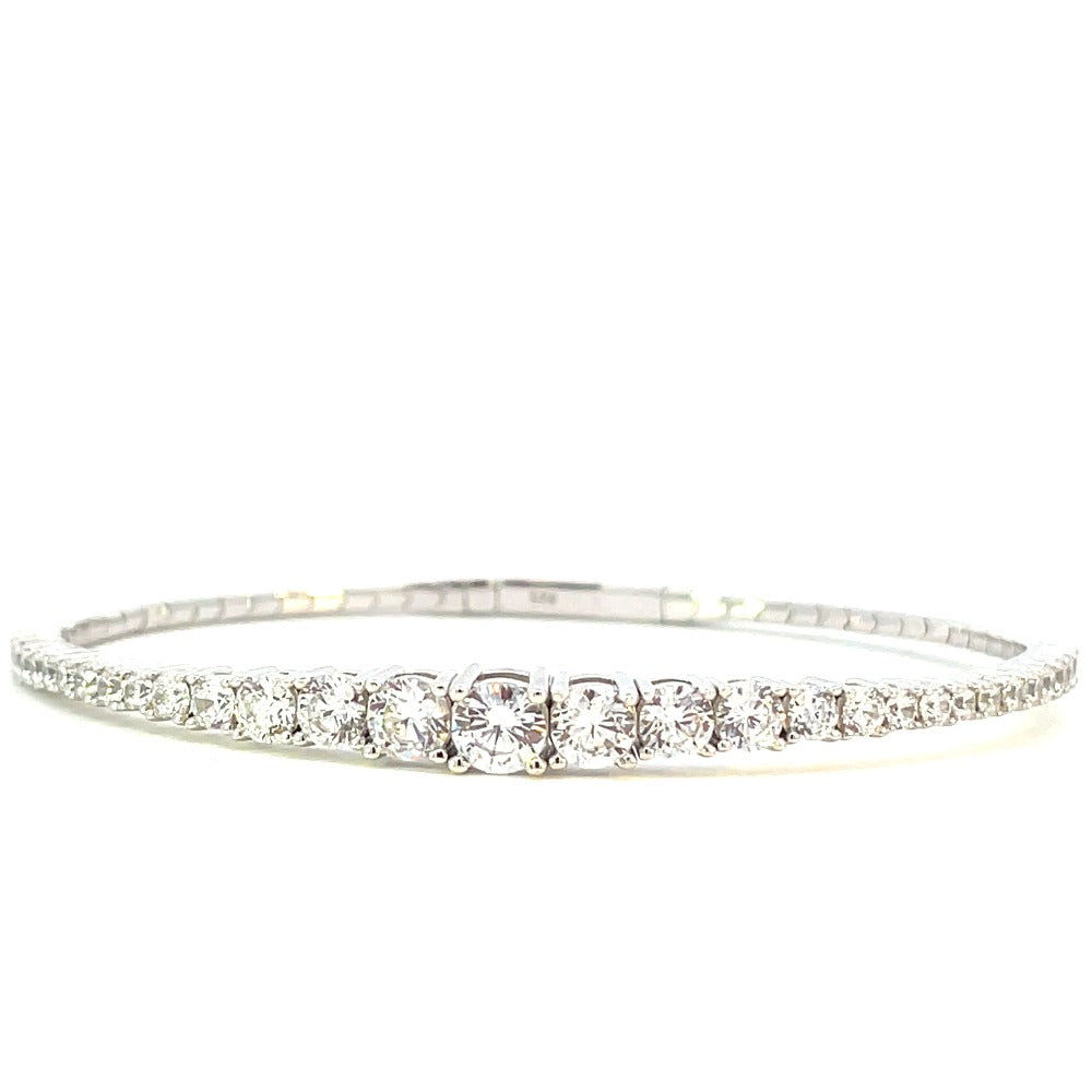 Sterling Silver Flexible Bracelet with Graduate CZ Stones