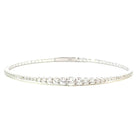 Sterling Silver Platinum Finish Flexible Bracelet with Graduated CZ Stones