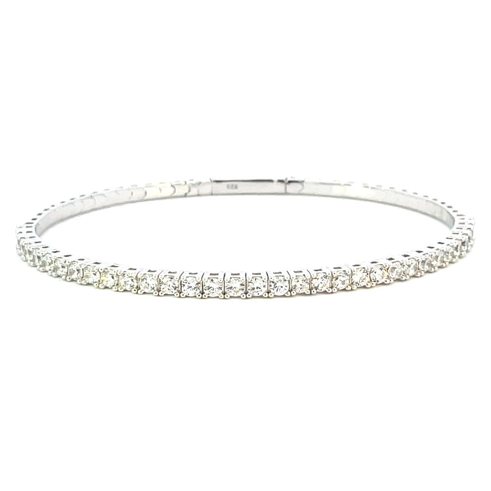 Sterling Silver Single Row CZ Flexible Bracelet