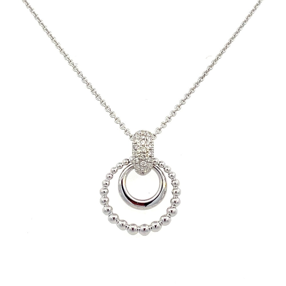 Sterling Silver Double Circle Pendant with Diamond Bail