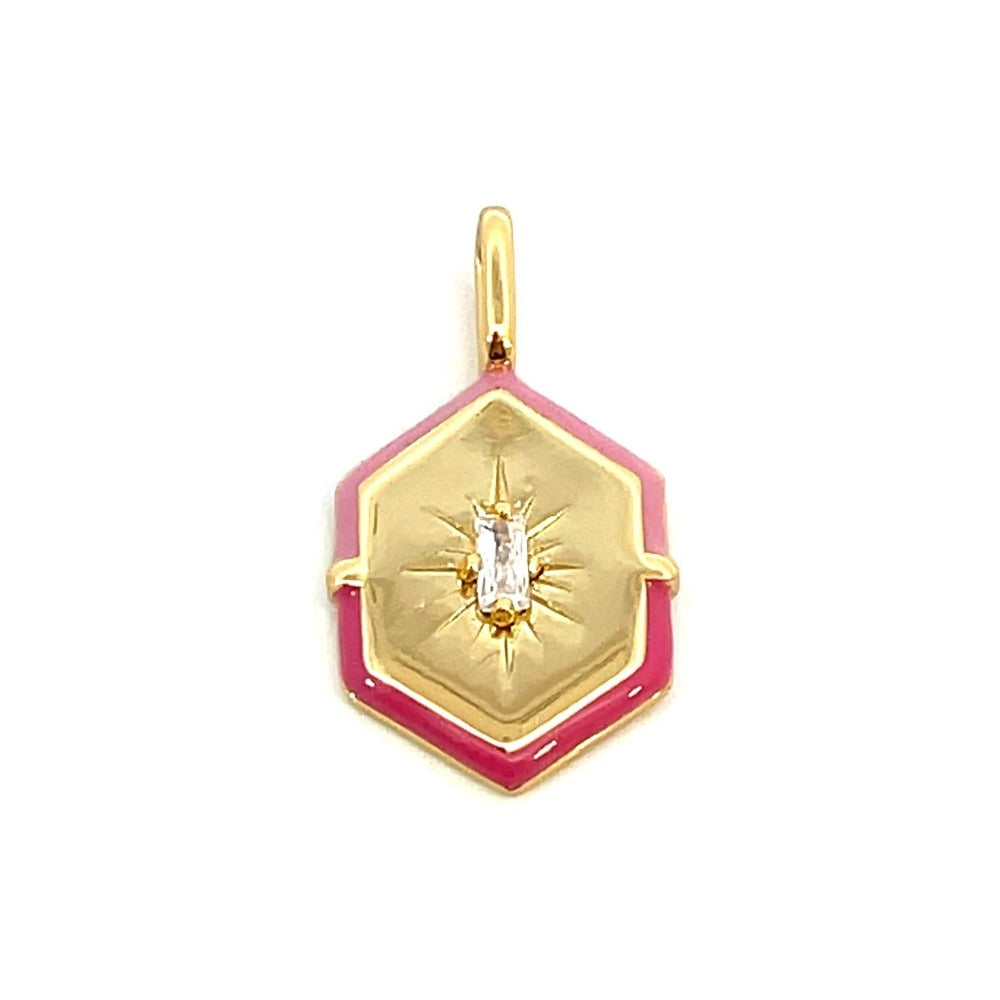 Ania Haie Sterling Silver Enamel Hexagon Charm