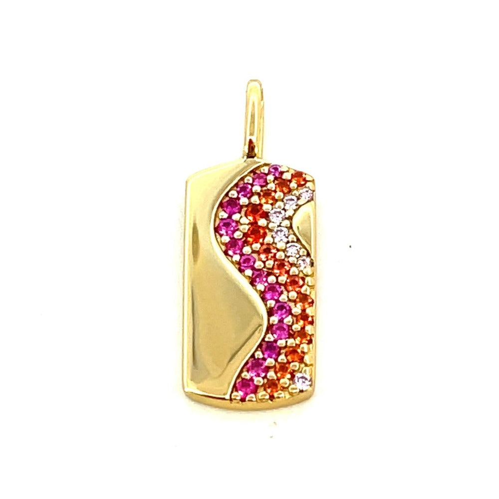 Ania Haie Sterling Silver Pink Sparkle Wave Charm with Gold Overlay