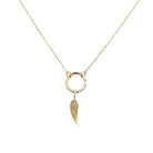 14K Yellow Gold Charm Connector Necklace with Angel Wing Charm