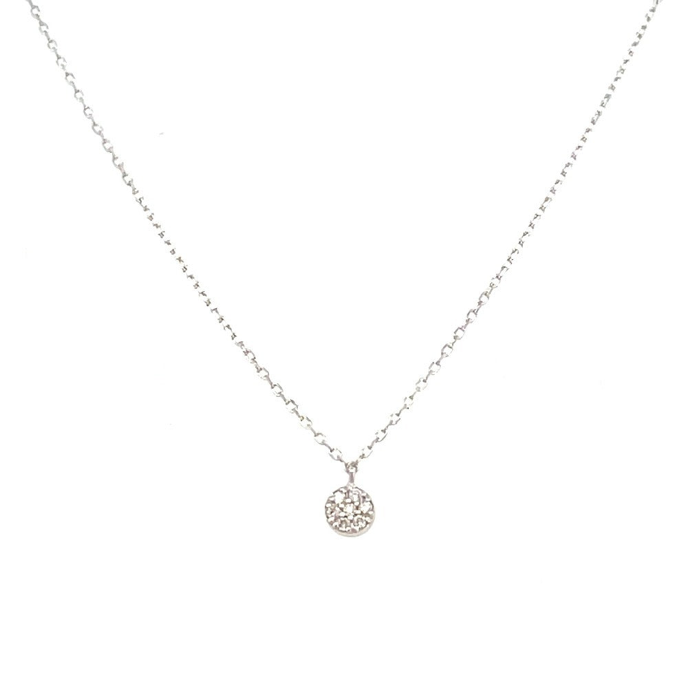14K White Gold Diamond Disc Pendant