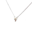 14KW Pearl and White Sapphire Pendant closer up