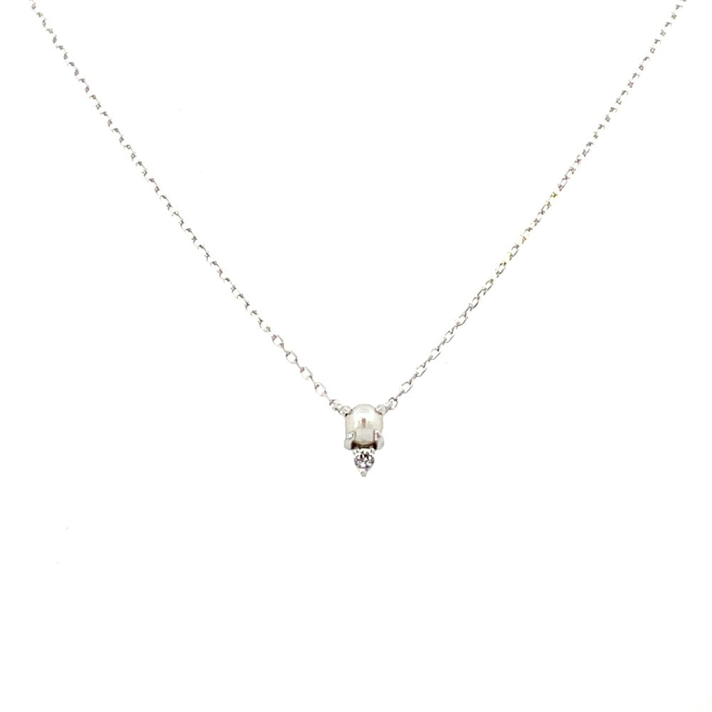 14KW Pearl and White Sapphire Pendant