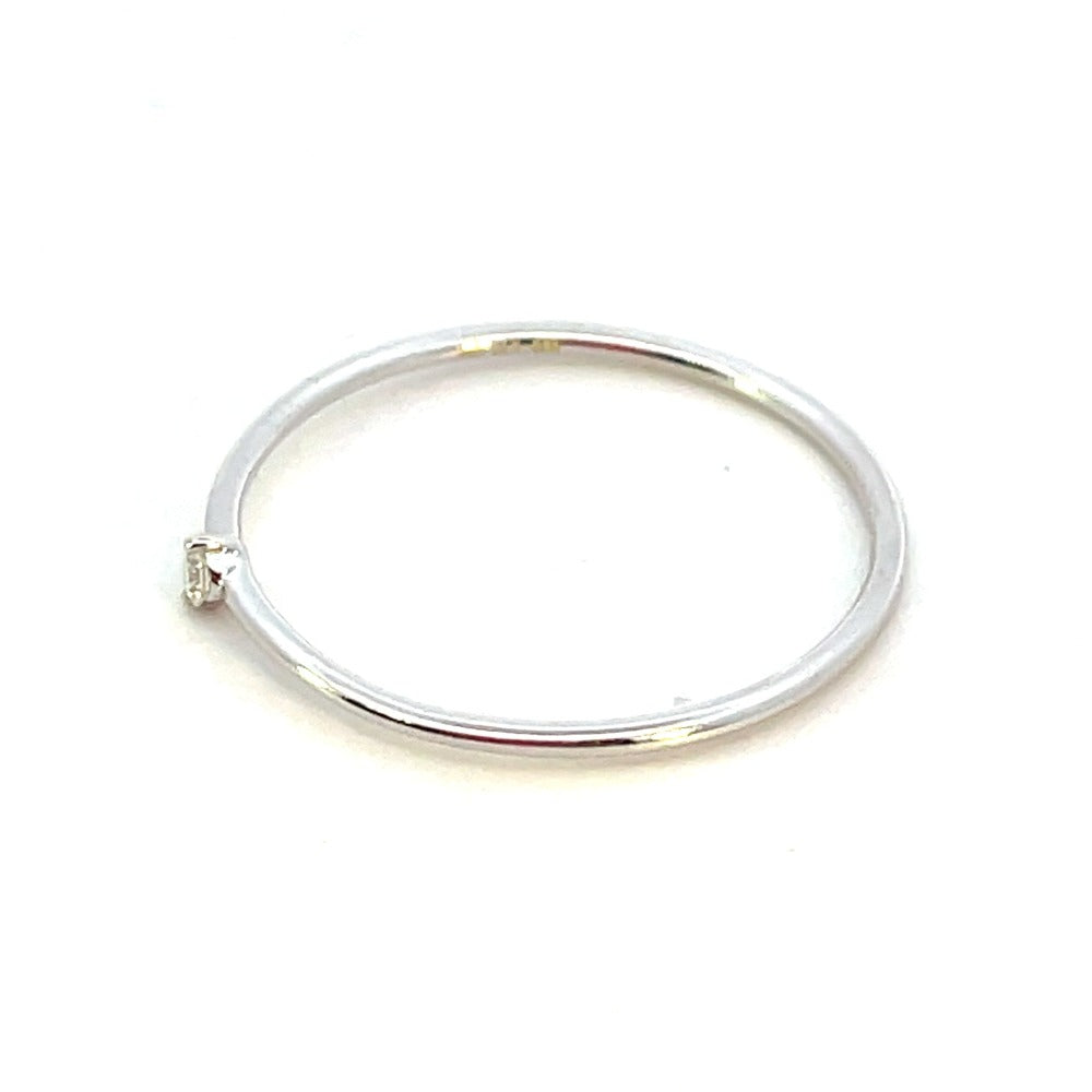 14K White Gold Single Diamond Ring side 2