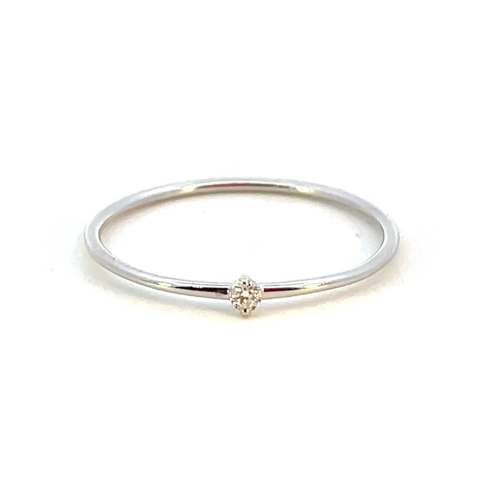 14K White Gold Single Diamond Ring