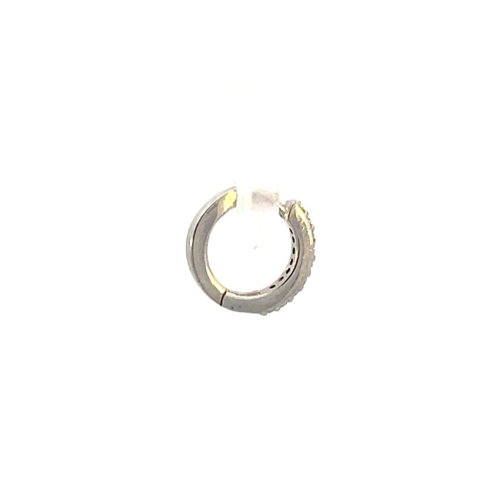 14K White Gold Single Diamond Hoop Earring backs