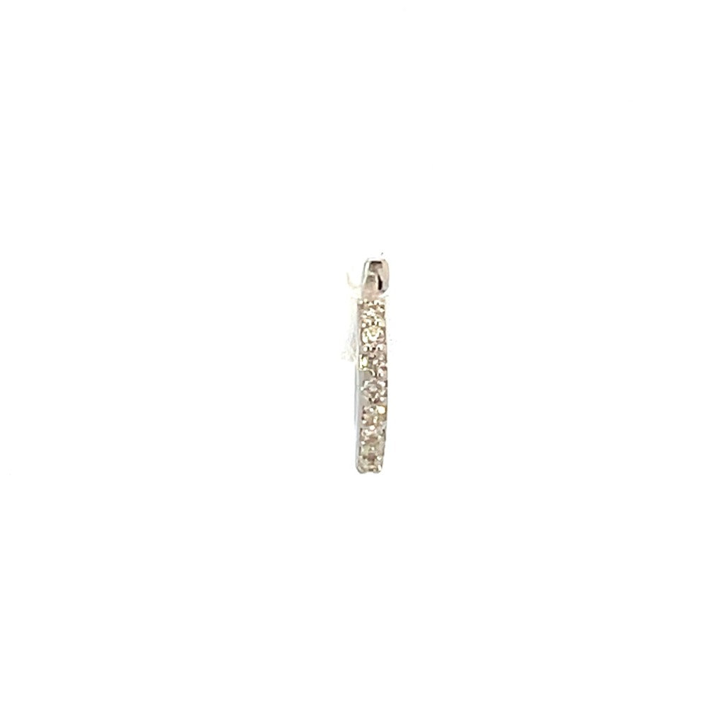 14K White Gold Single Diamond Hoop Earring