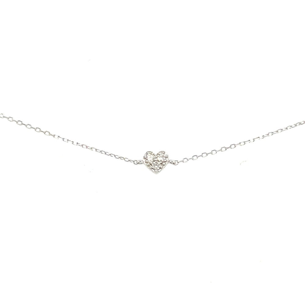 14K White Gold Diamond Heart Bracelet