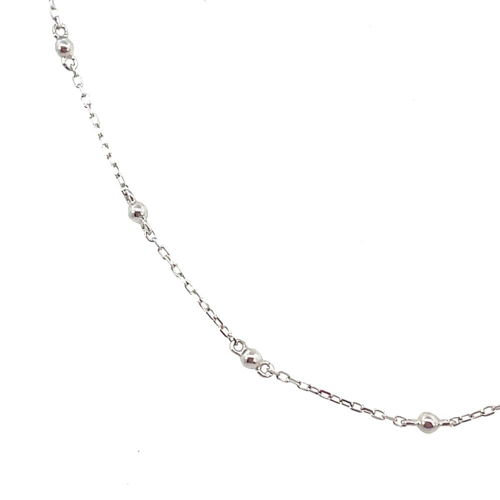14K White Gold Tiny Dot Necklace Closer Look