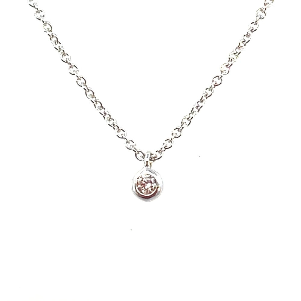 14K White Gold Diamond Solitaire Pendant closer look