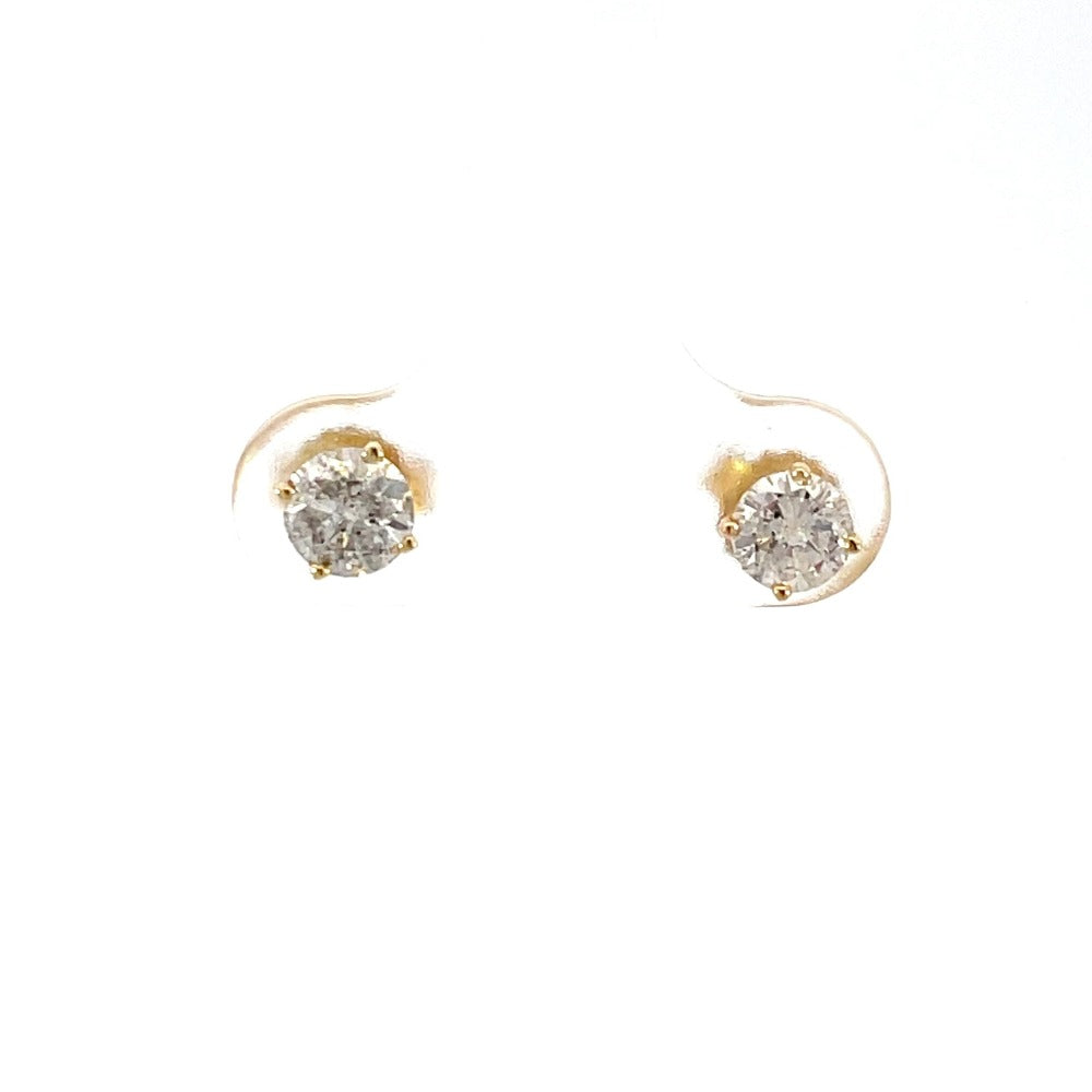 detail front view of 10ky diamond stud earrings