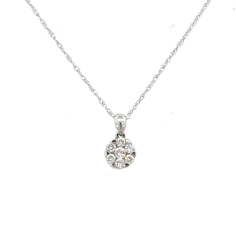 white gold cluster diamond pendant
