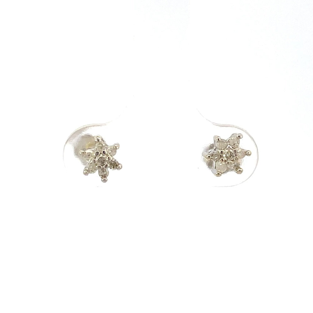 front view of 14kw cluster diamond earrings