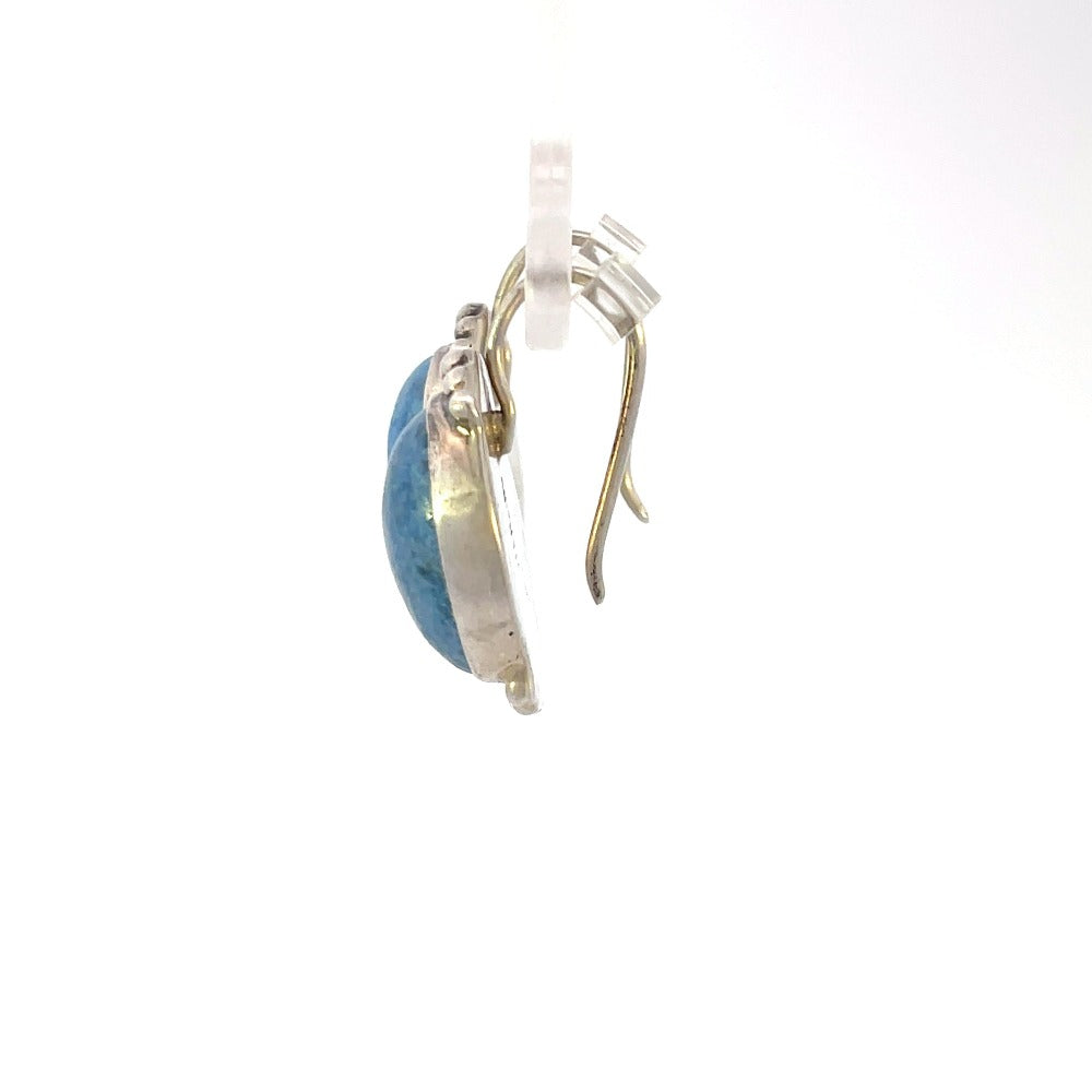 side view of oval cut bezel set earrings with French wires