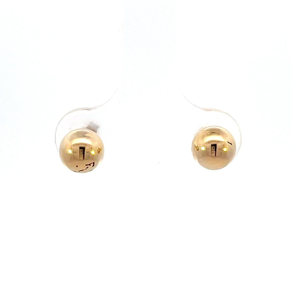 front view of 14ky gold ball earrings