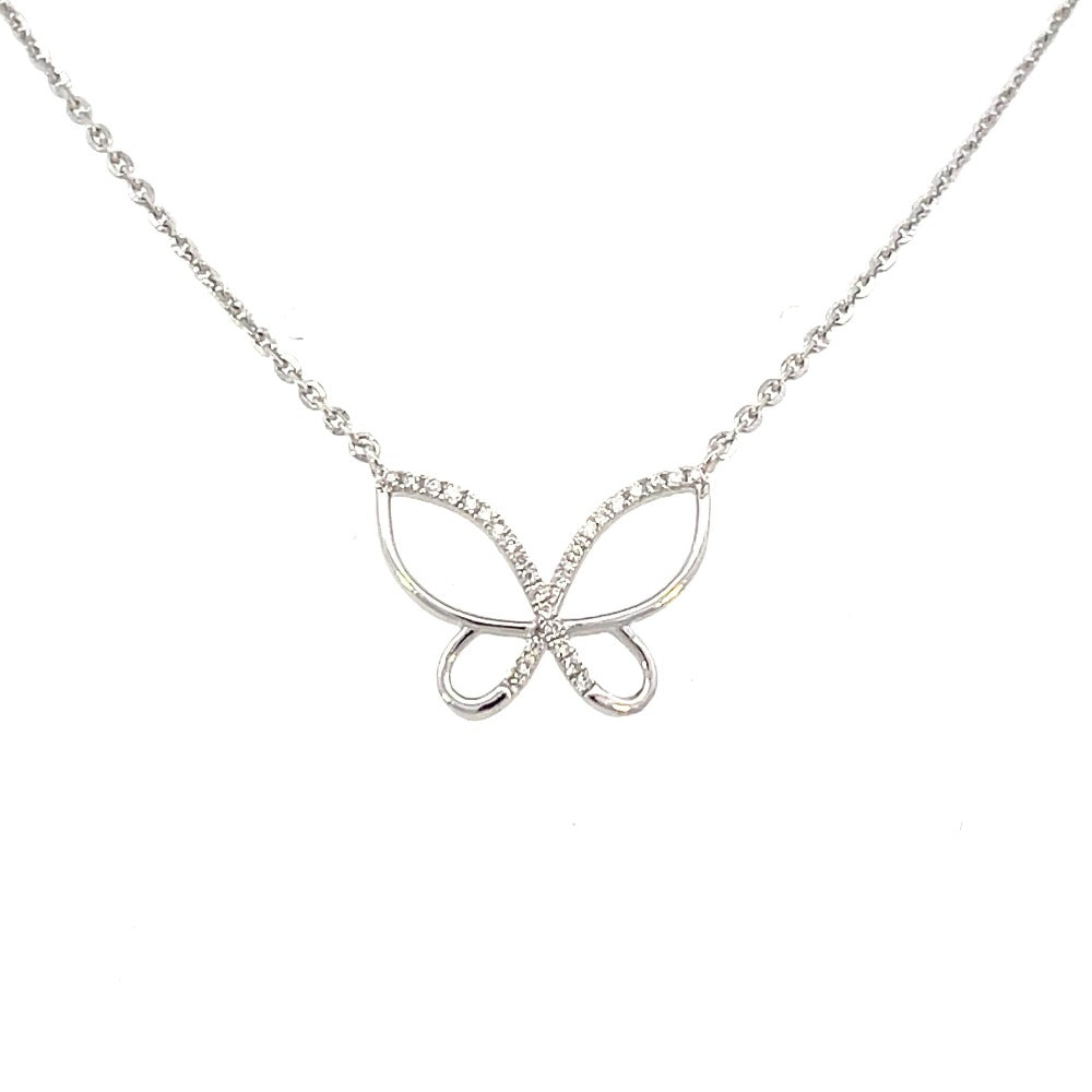 10KW Lab Grown Diamond Butterfly Pendant 1/12 CTW