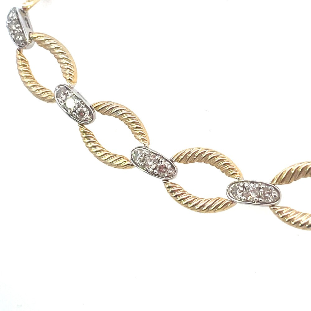14K Two-Tone Diamond Link Bracelet 2 CTW up close
