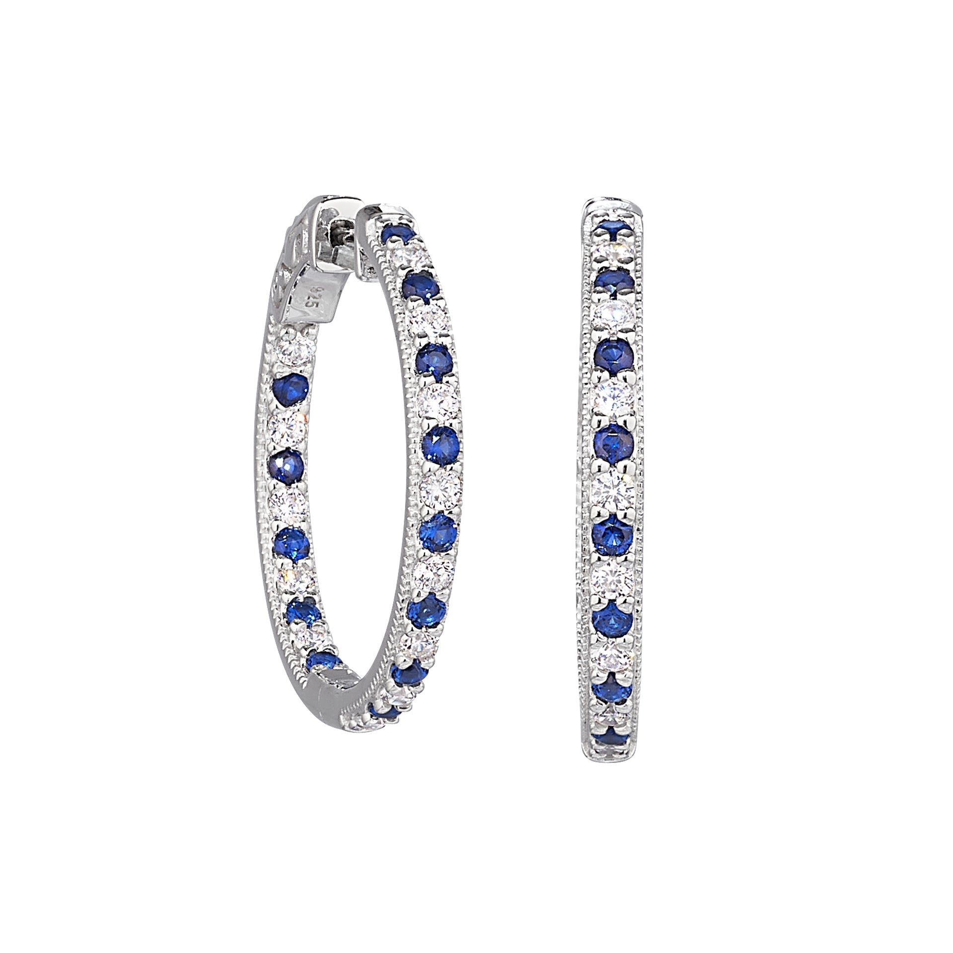 Simulated Sapphire Hoop Earrings (BL2385E-SAP)