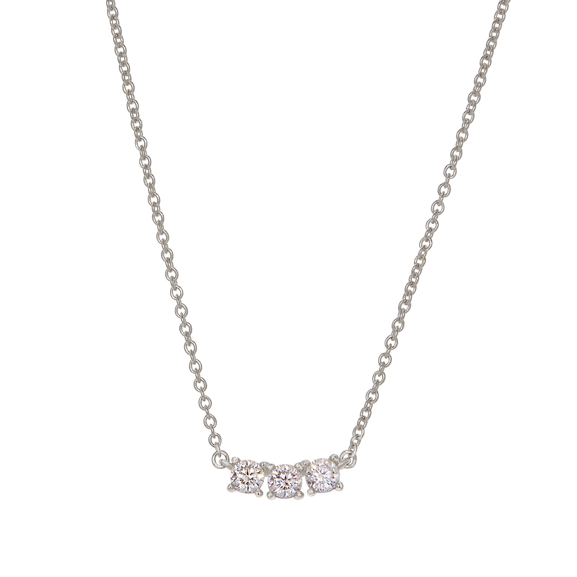Three Round Prong Set Simulated Diamond Necklace (BL2437N)