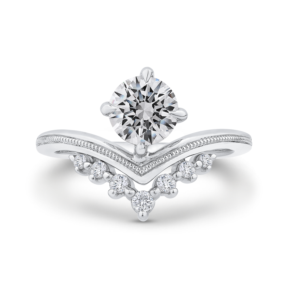 14k white gold round cut diamond engagement ring (semi-mount)