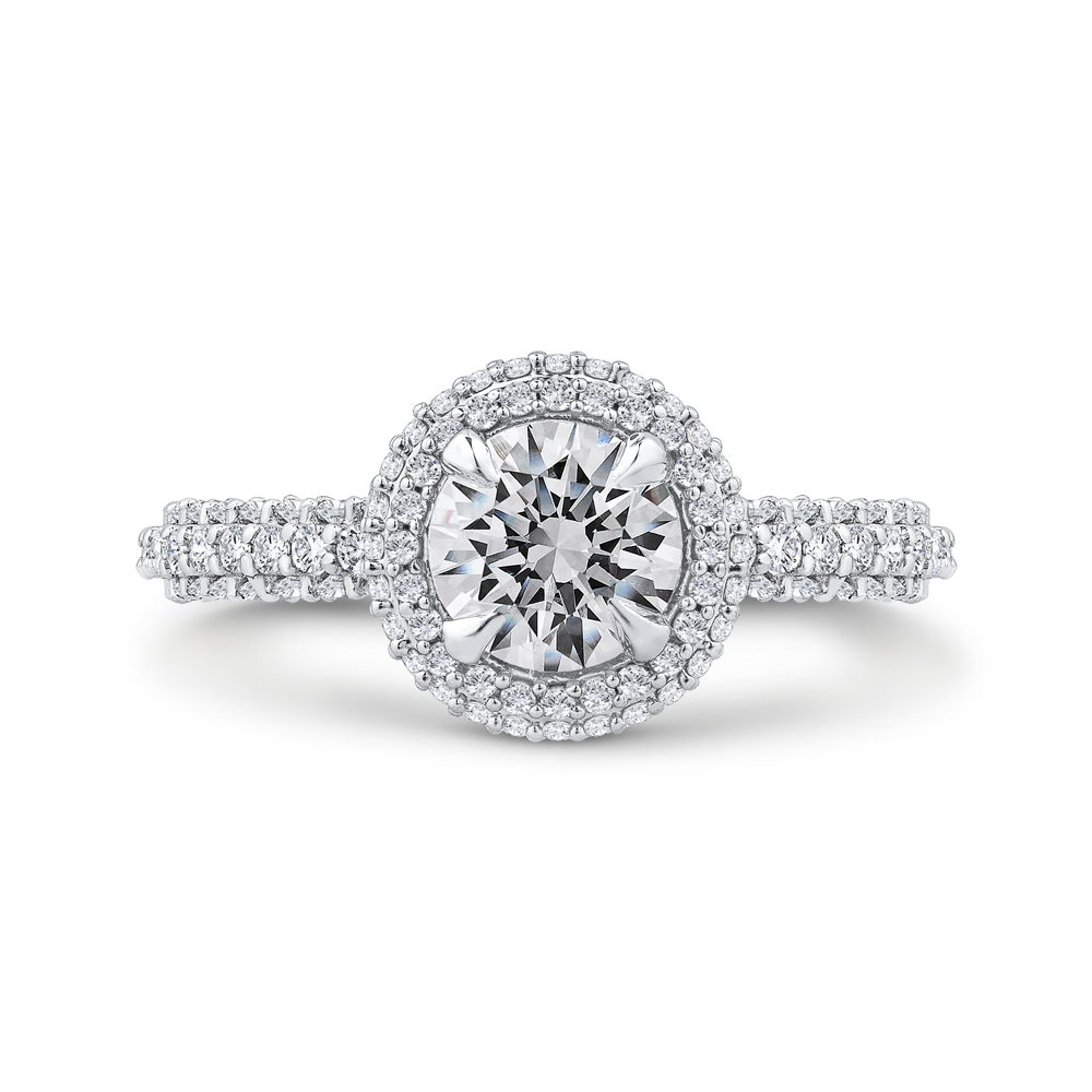 14k white gold round diamond halo engagement ring (semi-mount)