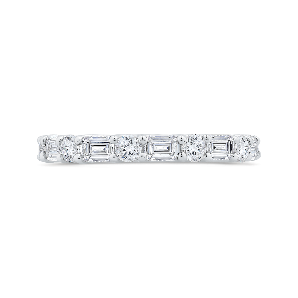 14k white gold with round & emerald diamond eternity ring