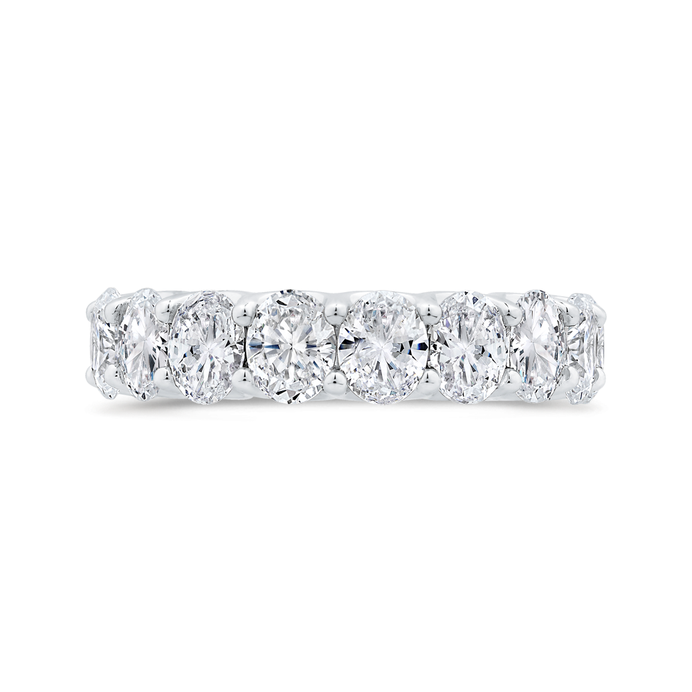 14k white gold with oval diamond eternity ring