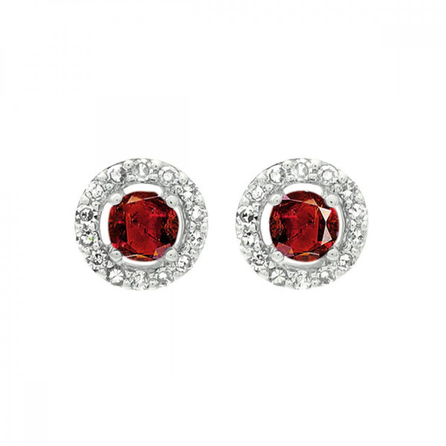 ER10366-1WDR_10KW Round Halo Style Ruby Earrings