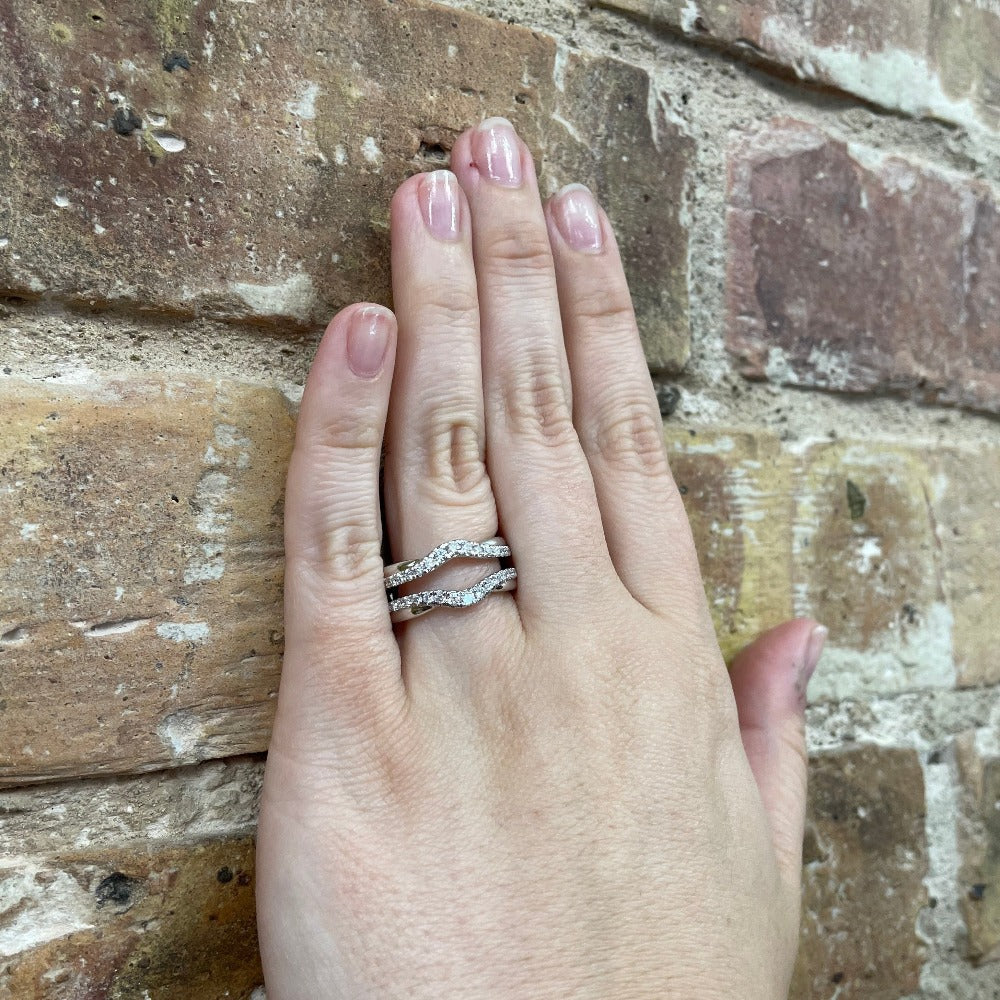 14K White Gold Diamond Wedding Guard 5/8CTW on hand