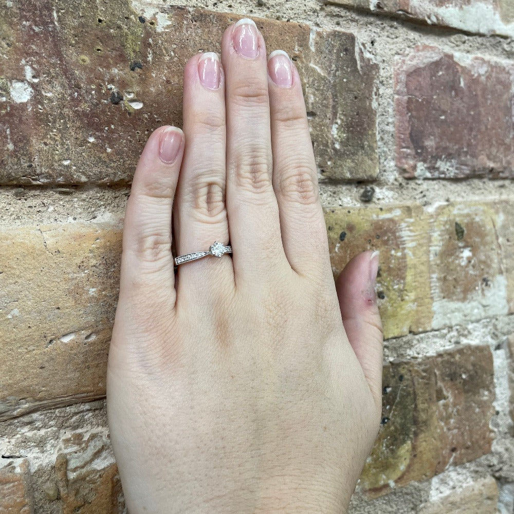14K White Gold Diamond Engagement Ring on hand
