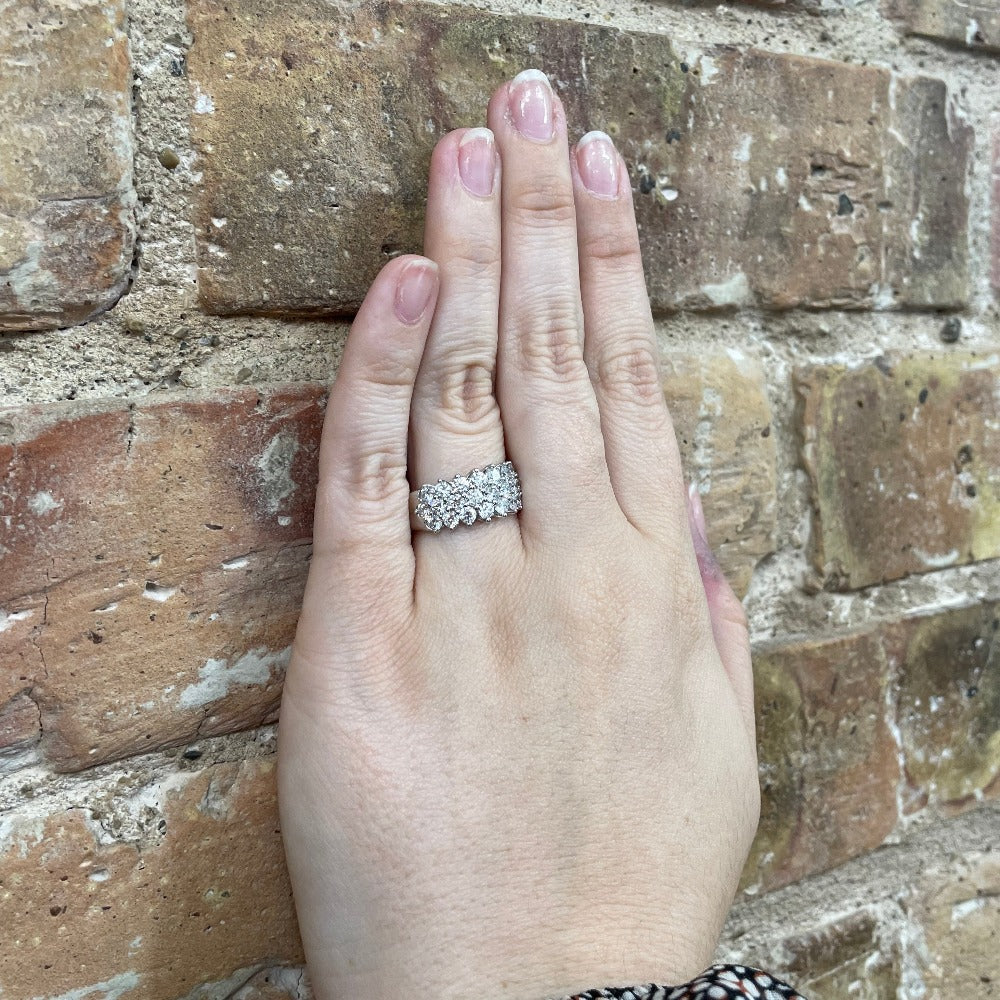 14KW Three Row Diamond Band 2 CTW on hand