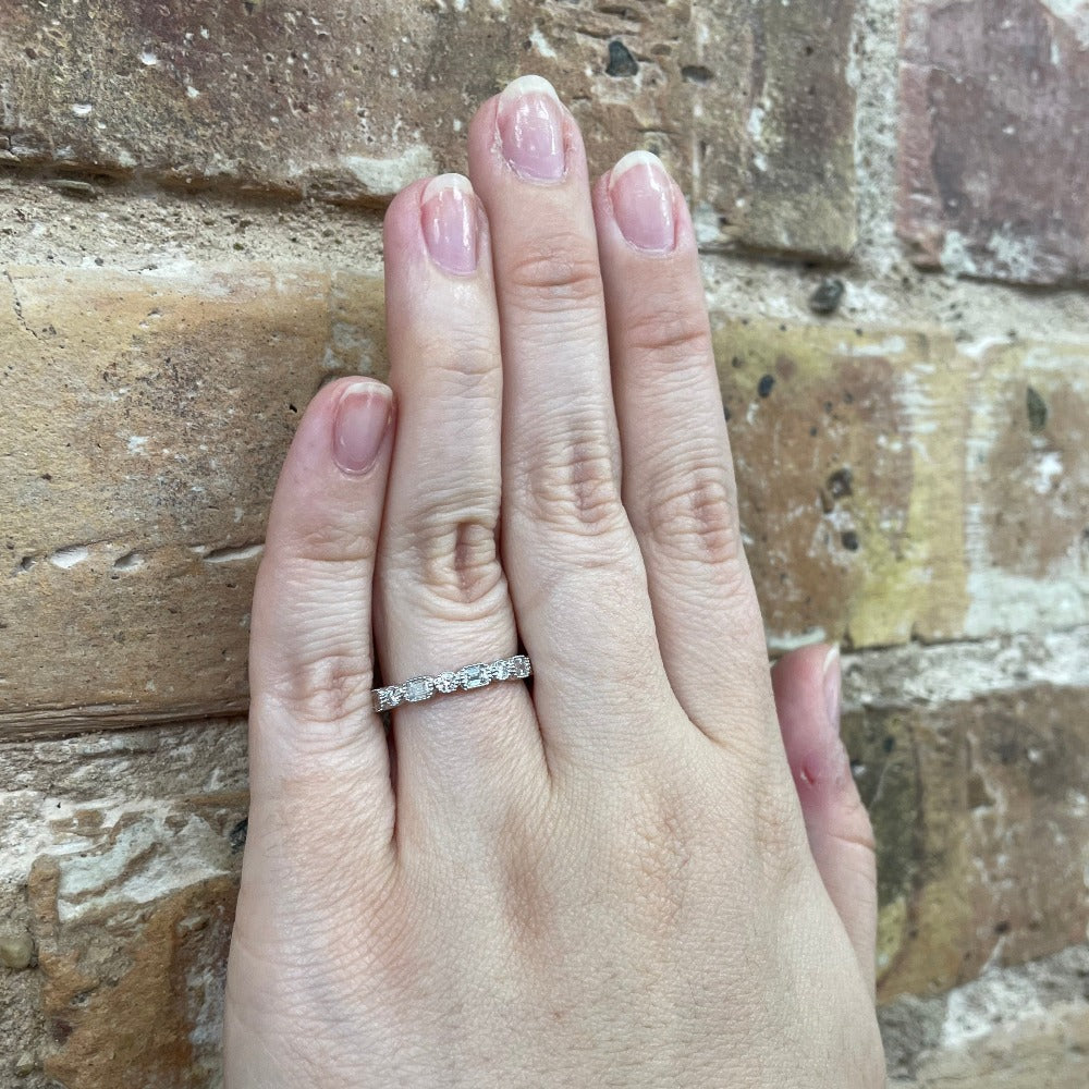 Baguette and Round Diamond Band .58 CTW on model hand