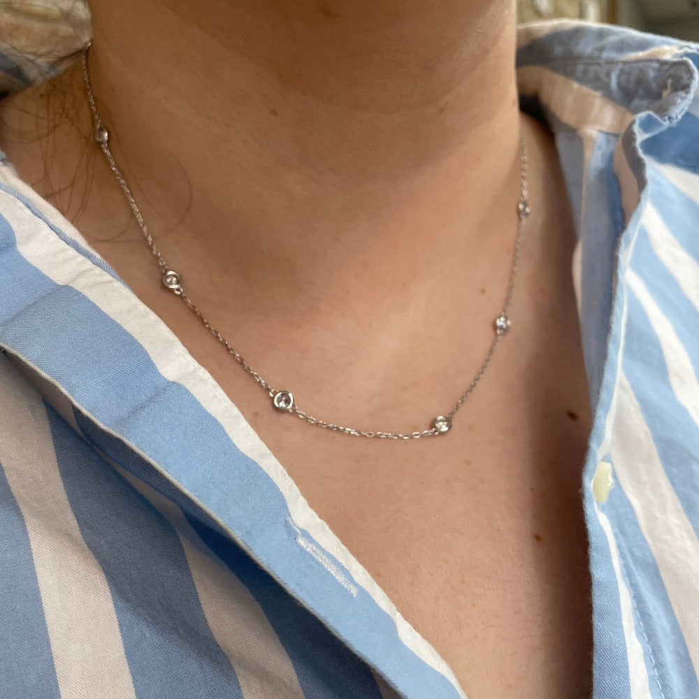 14KW Diamonds by the Yard Necklace .53 CTW on model