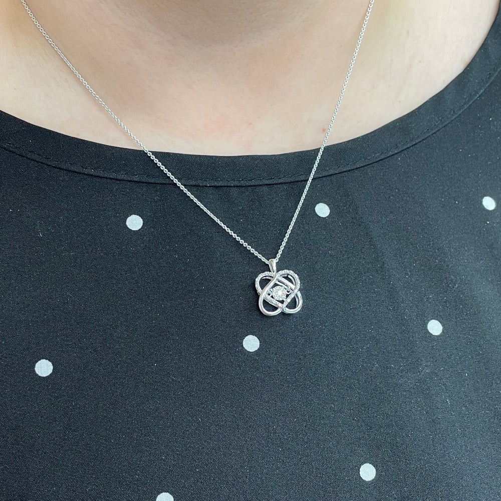 Sterling Silver & Diamond Love's Crossing Love Knot Pendant on model